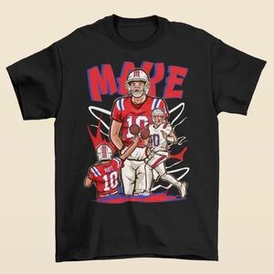 NEW Drake Maye Cartoon Style New England Football T-Shirt